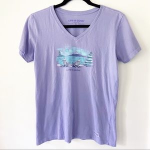 Life Is Good Purple Lake Crusher Tee Shirt Small